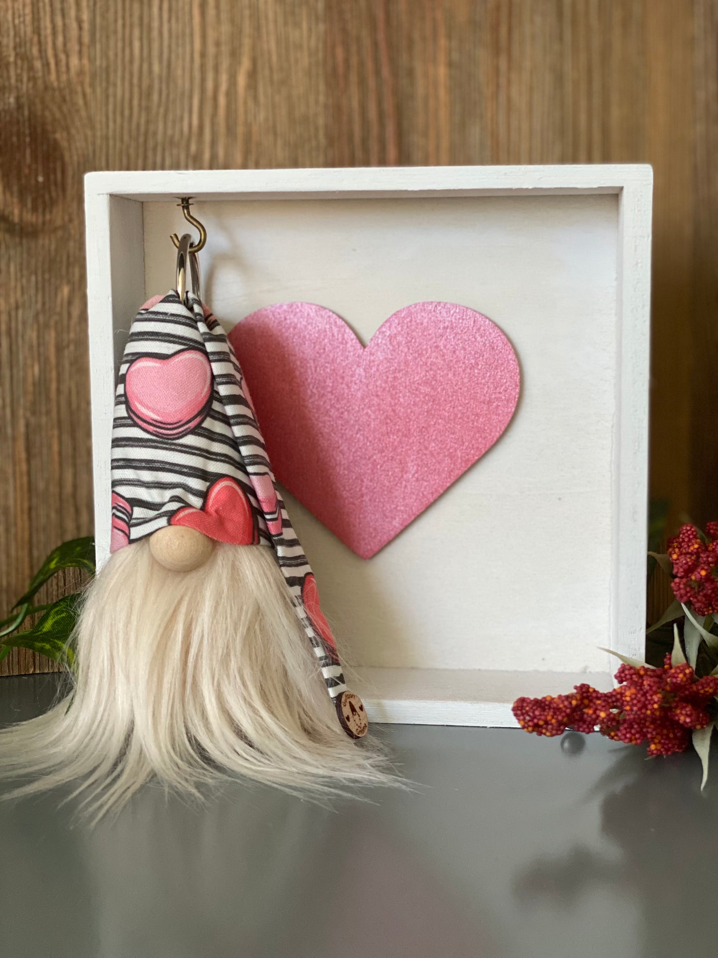 Gulfport Gnome™-Macaroons and Hearts Decor - 4" Plush Gnome with Classy Stripes and Macaroons